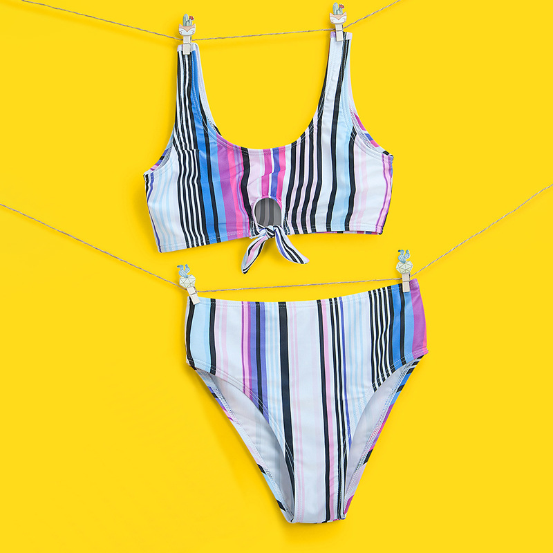 Fashion colorful European and American children's swimsuit girls bikini big girls split cute swimsuit
