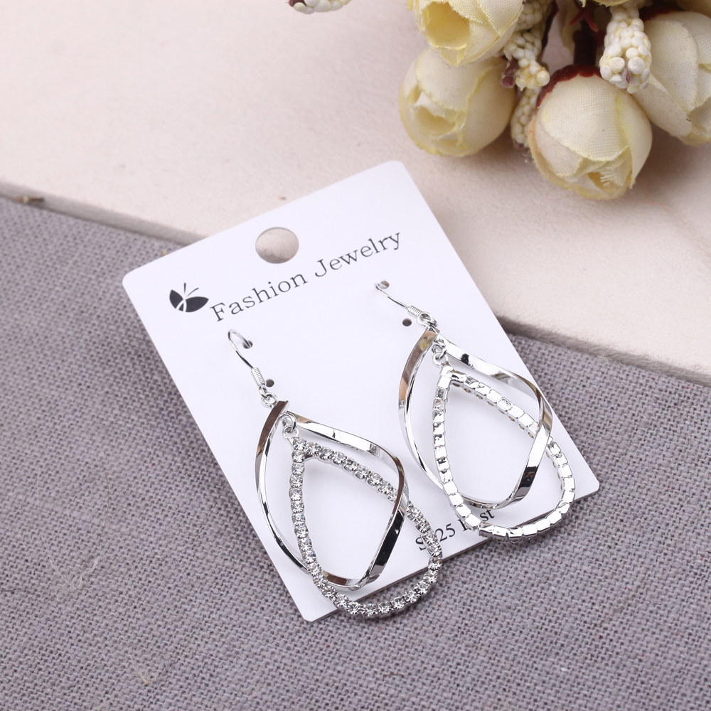 Korean style earrings, personalized geometric pins, sparkling diamond earrings, simple long ear hooks, and earrings for women details Picture