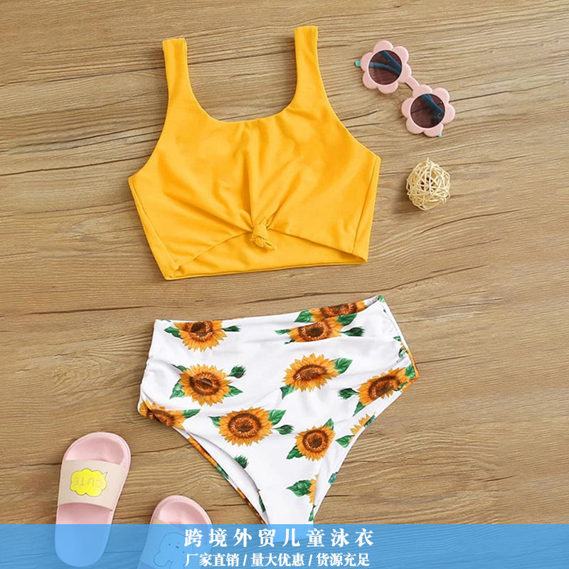 Foreign trade children swimsuit cuHK girls new split double bikini girls boho swim suit