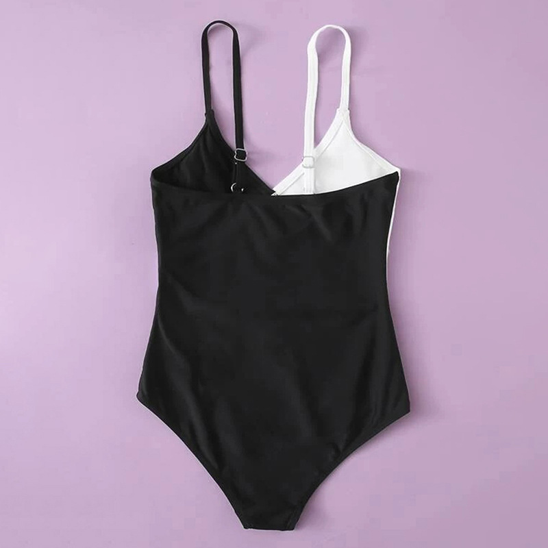 Europe and the United States black and white pure color children's swimsuit girls new big girl bikinis foreign trade swimsuit
