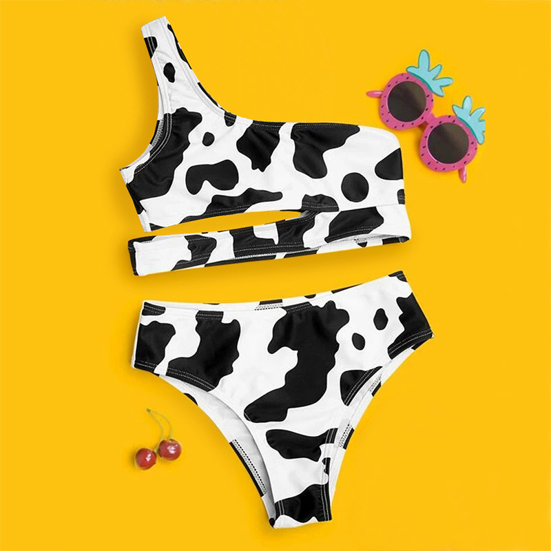 Fashion European and American children bikini swimsuit girls new girls split black and white foreign trade swimsuit thumbnail