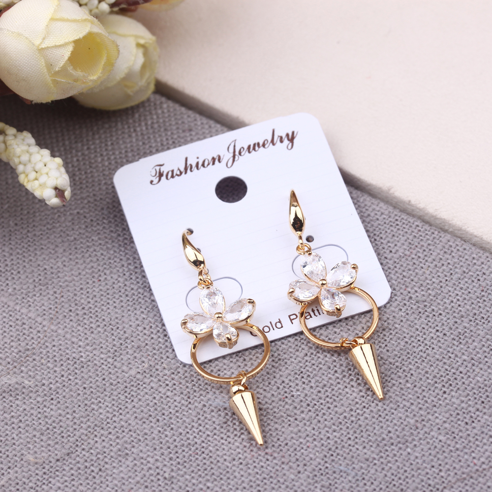 Korean style earrings, personalized geometric pins, sparkling diamond earrings, simple long ear hooks, and earrings for women