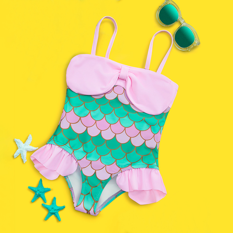 Fashionable European and American children's swimsuit girls new one-piece mermaid small and medium-sized girls trade fish scale swimsuit