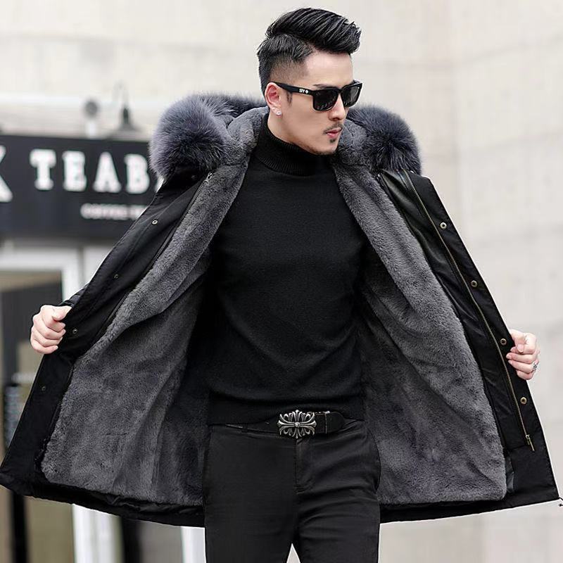 Wholesale of detachable Haining Pai couple style 2020 new fox fur collar and rex rabbit fur mid-length coat Application Scenario