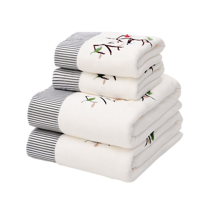 Factory wholesale towel and bath towel sets, ultra-fine fiber lace trim, embroidered cartoon, soft and absorbent for both men and women Application Scenario
