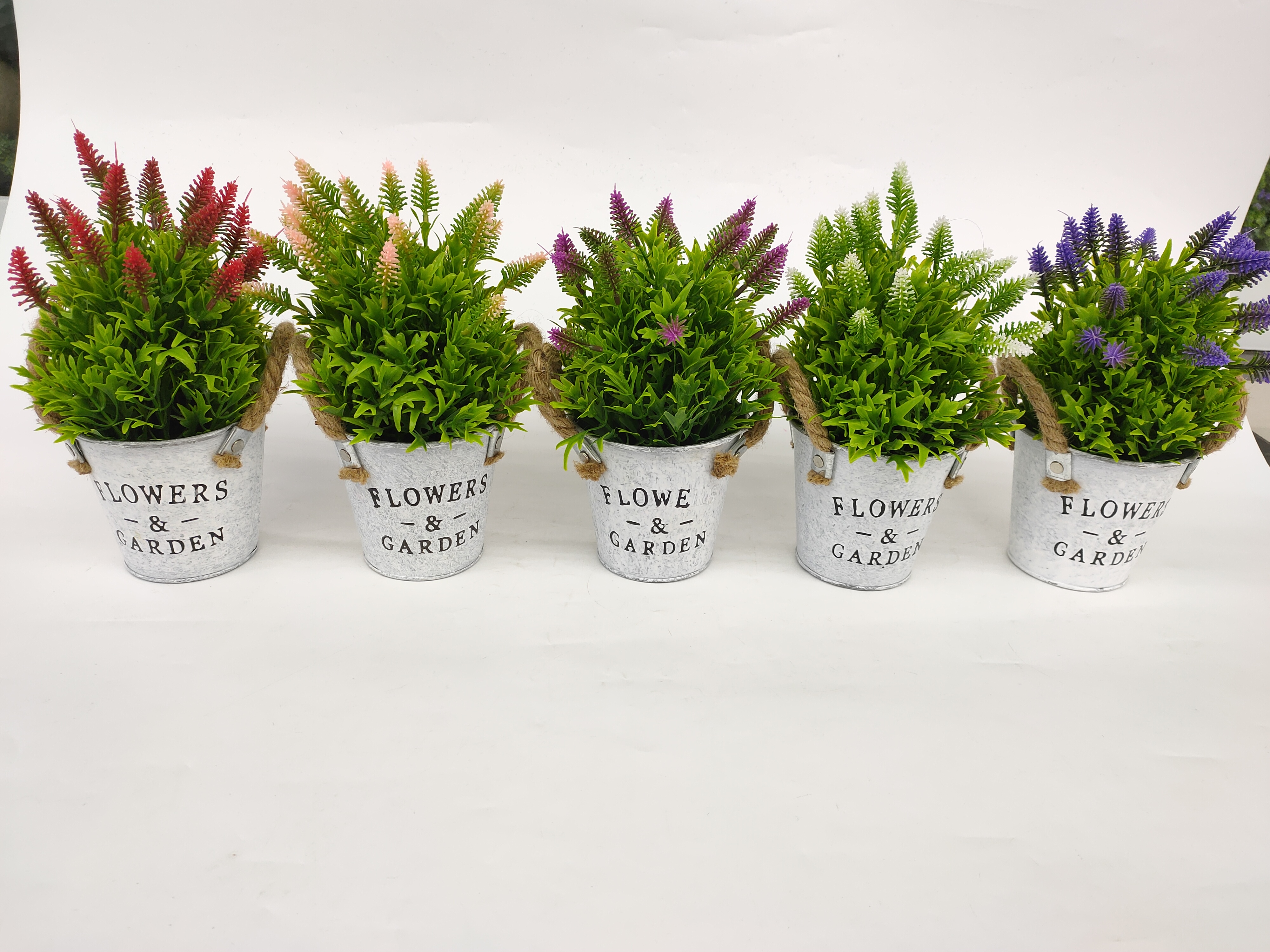 New tin drum lavender imitation bonsai living room decoration plastic flowers thumbnail