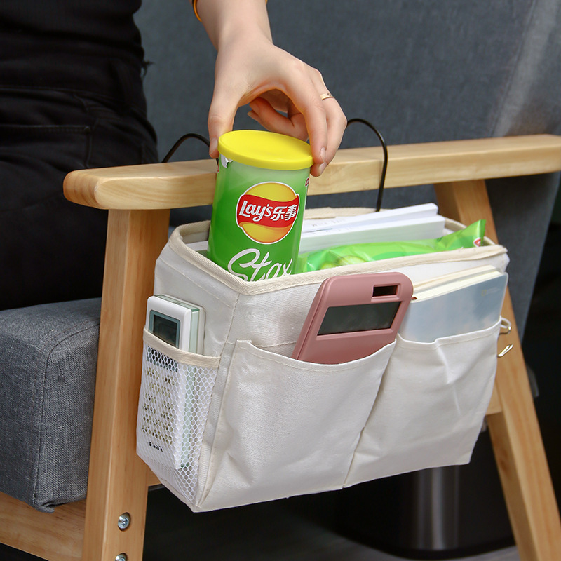 Multi-functional bedside hanging bag for home use, fabric hanging basket beside the bed in college dormitories, and a bag for organizing and storing miscellaneous items on the bed details Picture