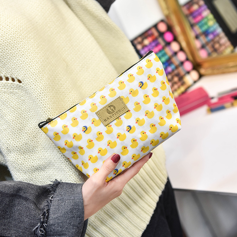 韩版可爱洗漱包旅行随身便携手拿包大容量化妆包PU防水收纳袋