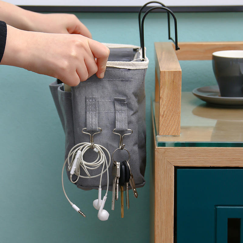 Multi-functional bedside hanging bag for home use, fabric hanging basket beside the bed in college dormitories, and a bag for organizing and storing miscellaneous items on the bed Specification image