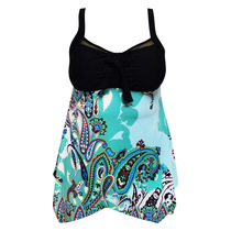European and American new digital printed two-piece high-waisted full-size women's swimsuit plus full-length dress in 2021