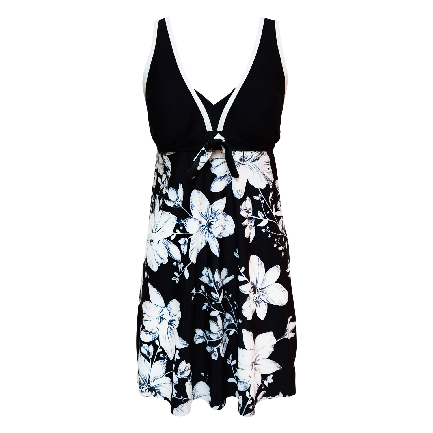 New European and American printed full-length full-length dress in 2021 split women's swimsuit with extra fat and high waist flat Angle swimsuit
