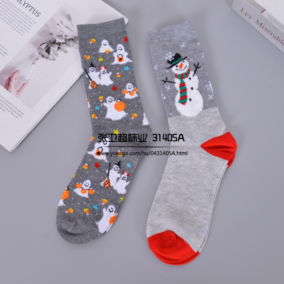 Autumn and winter Christmas women's socks: Big red 3D cartoon Christmas socks, cute Japanese-style elk women's long stockings Specification image