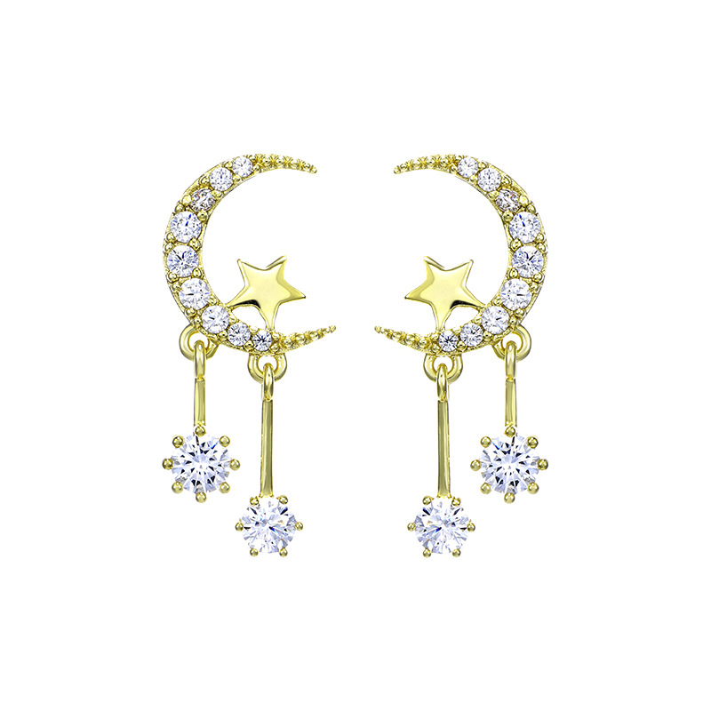 Xuping joyería nueva llegada chapado en oro 925 aguja de plata simple ins estrella pendientes para mujeres wholesale pequeño temperamento orejeras Specification image