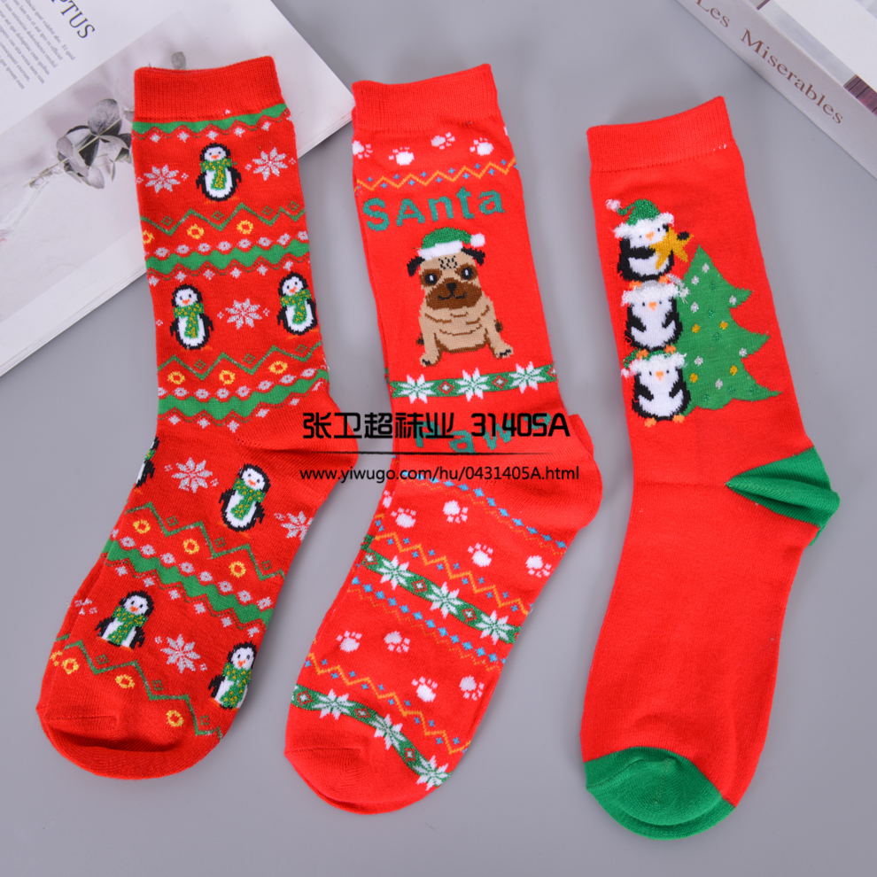 Autumn and winter Christmas women's socks: Big red 3D cartoon Christmas socks, cute Japanese-style elk women's long stockings details Picture