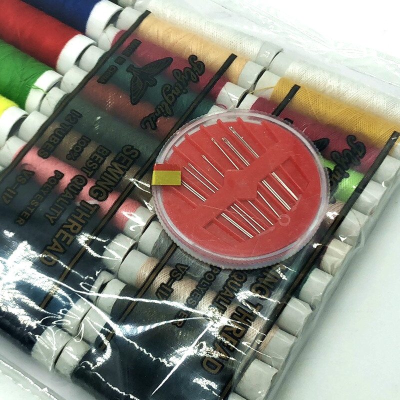 Sunshine Department Store bagged multi-color small roll household 402 sewing machine thread, hand sewing thread, needle and thread set accessories Application Scenario
