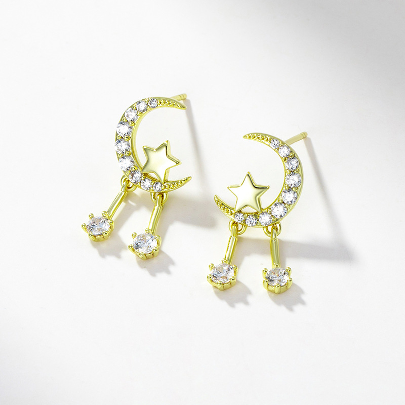 Xuping joyería nueva llegada chapado en oro 925 aguja de plata simple ins estrella pendientes para mujeres wholesale pequeño temperamento orejeras details Picture