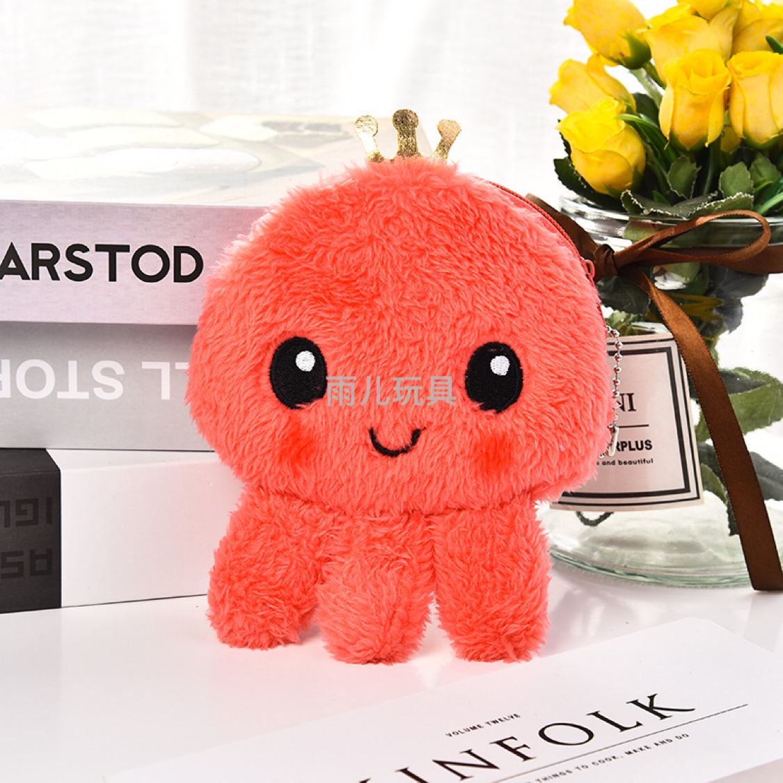 Octopus coin purse, furry octopus coin purse, plush coin purse, keychain, octopus wallet Item Picture