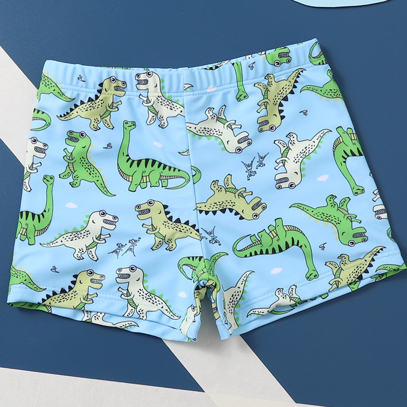 Boy's swimming trunks Blue cartoon pattern stretch swimming trunks baby swimming trunks