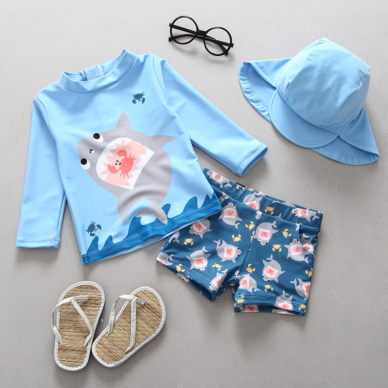 South Korea Split swimsuit for boys and children sun protection hot spring suit for children swimsuit surf suit with cap