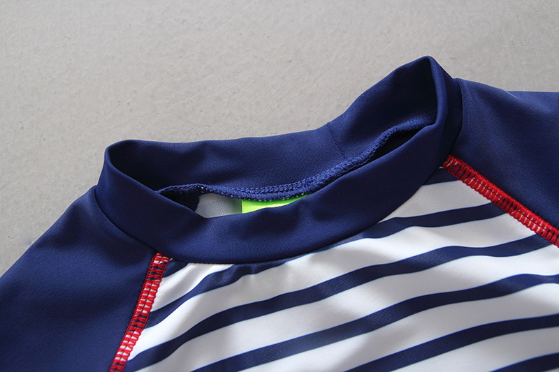Korean-style children's swimsuits, navy striped beach surfing suits, boys' sun protection and UV protection swimming suits and pants sets Specification image