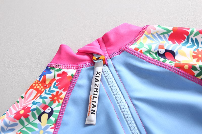 Korean style girls' swimsuits, ins, long-sleeved sun protection, quick-drying and warm surfing suits for babies and children, trendy Item Picture