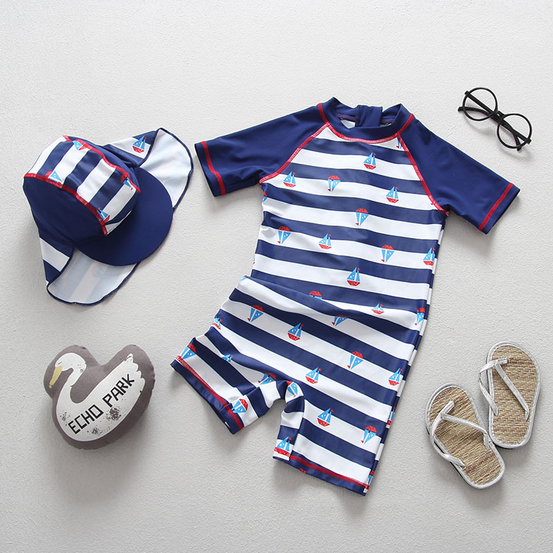 South Korea children swimsuit boy swimsuit suit boy one-piece child sun protection surf suit baby hat