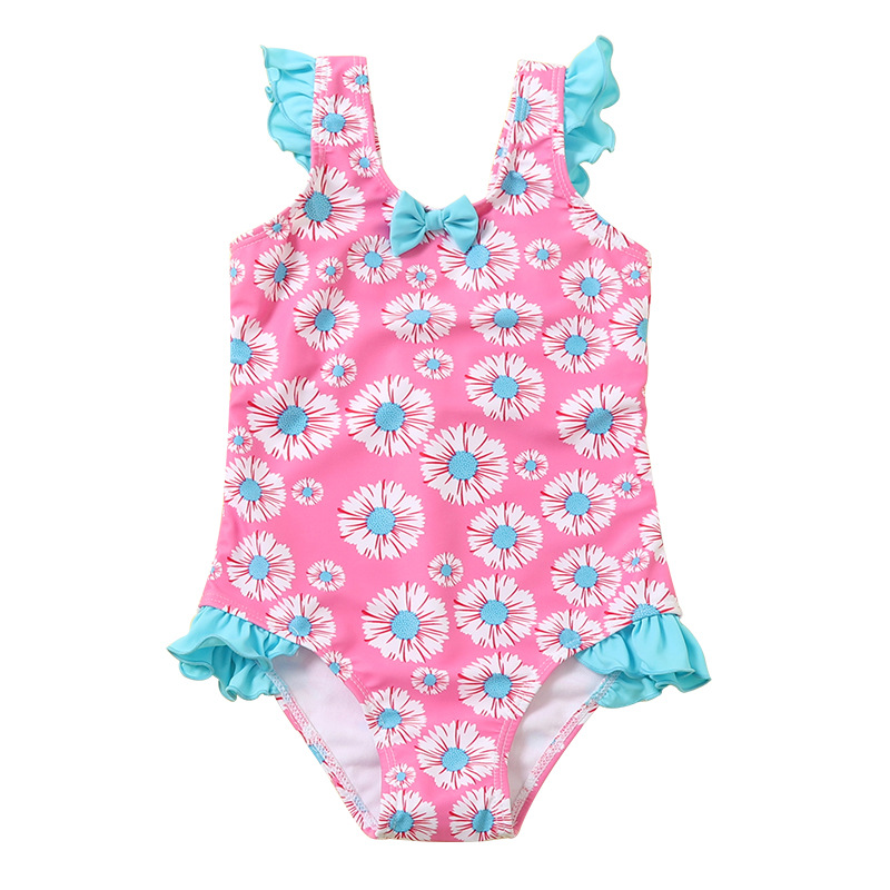 20 New styles of Daisy pattern one-piece swimsuits for girls, sexy swimming swimsuits for baby girls Item Picture