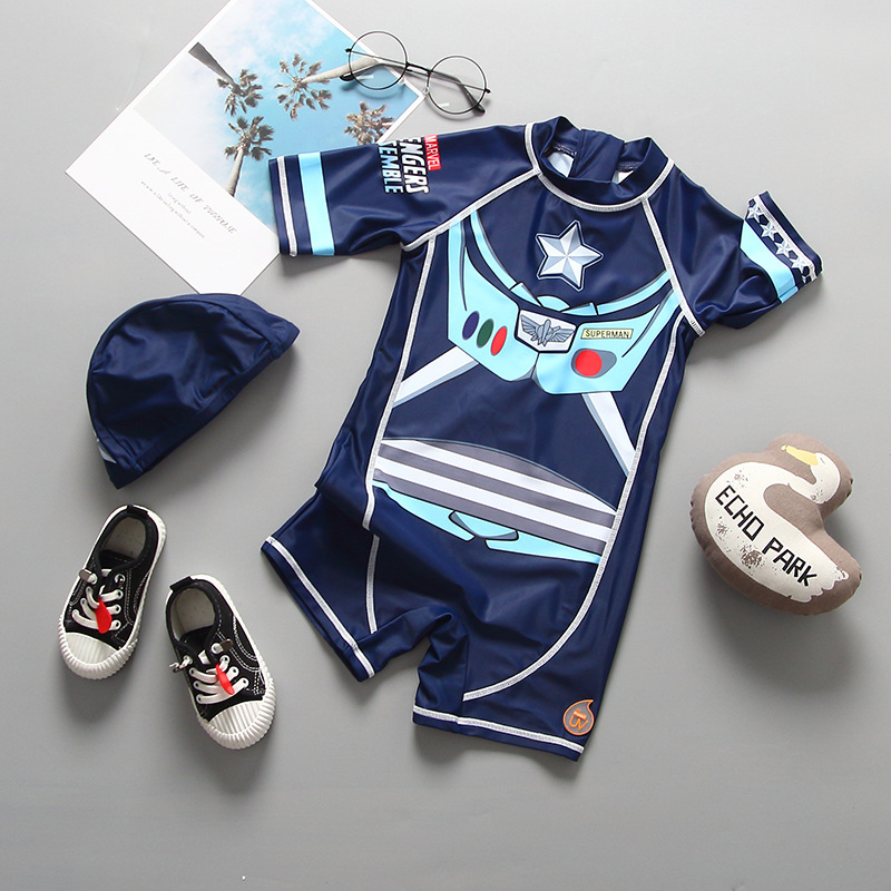Europe and America children's one-piece swimsuit boy baby handsome diving surf suit sun protection quick dry boy swimsuit suit tide