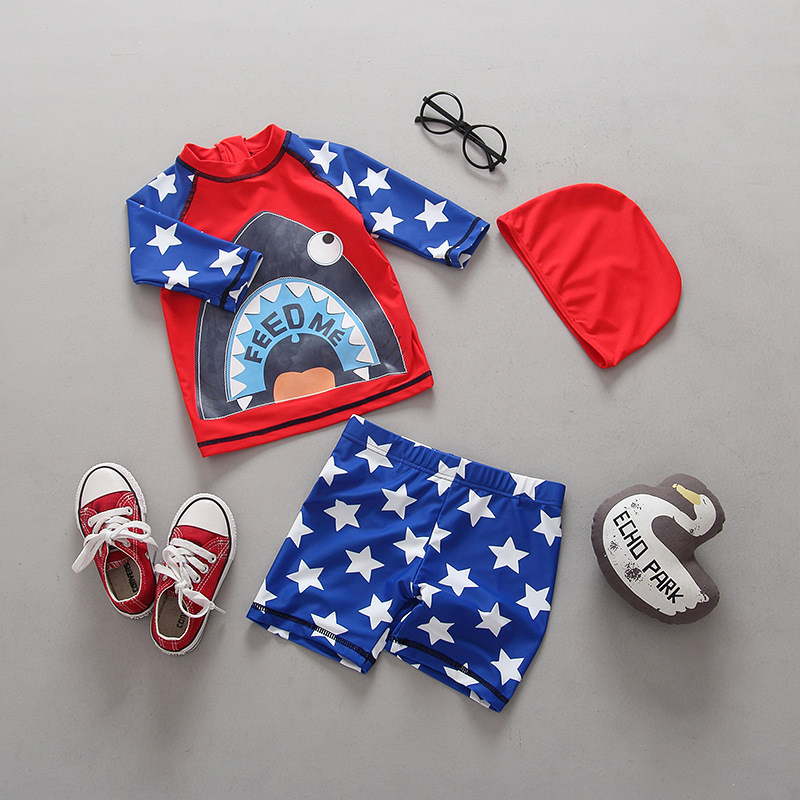 South Korea children swimsuit boy sun block baby big shark split swimsuit surf suit set