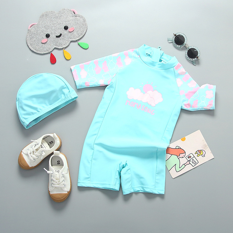 New children's one-piece swimsuit INS girls baby sunscreen swimsuit suit baby surf suit
