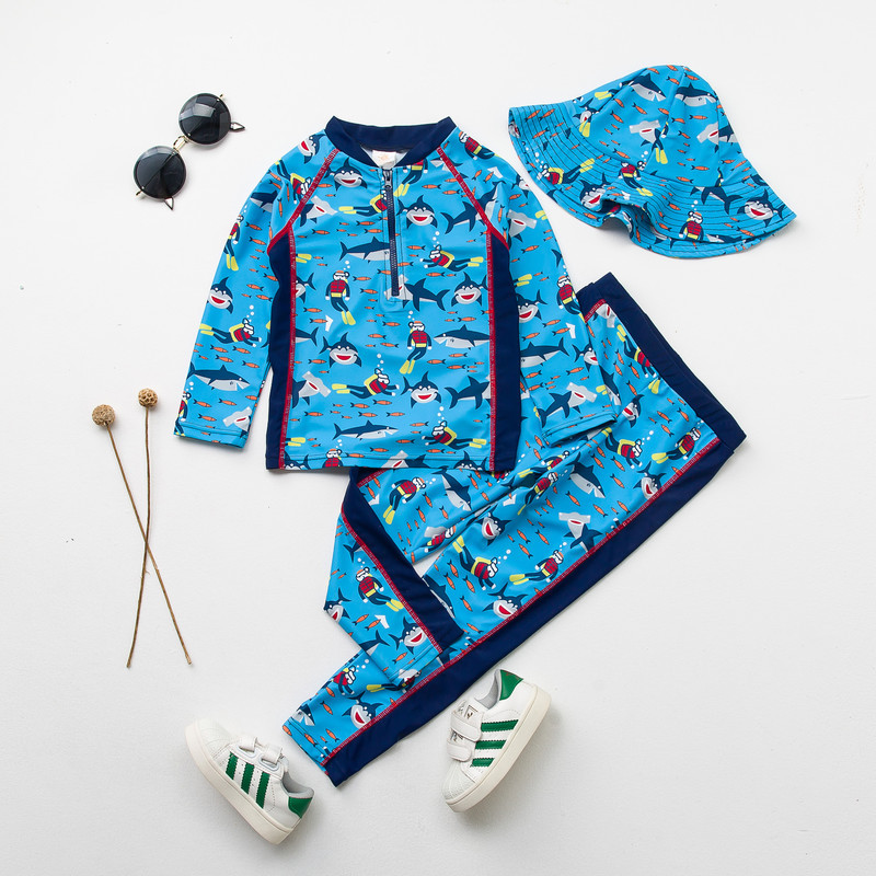 British children's swimsuit boy baby split cute diver Shark baby swim suit kid surf suit