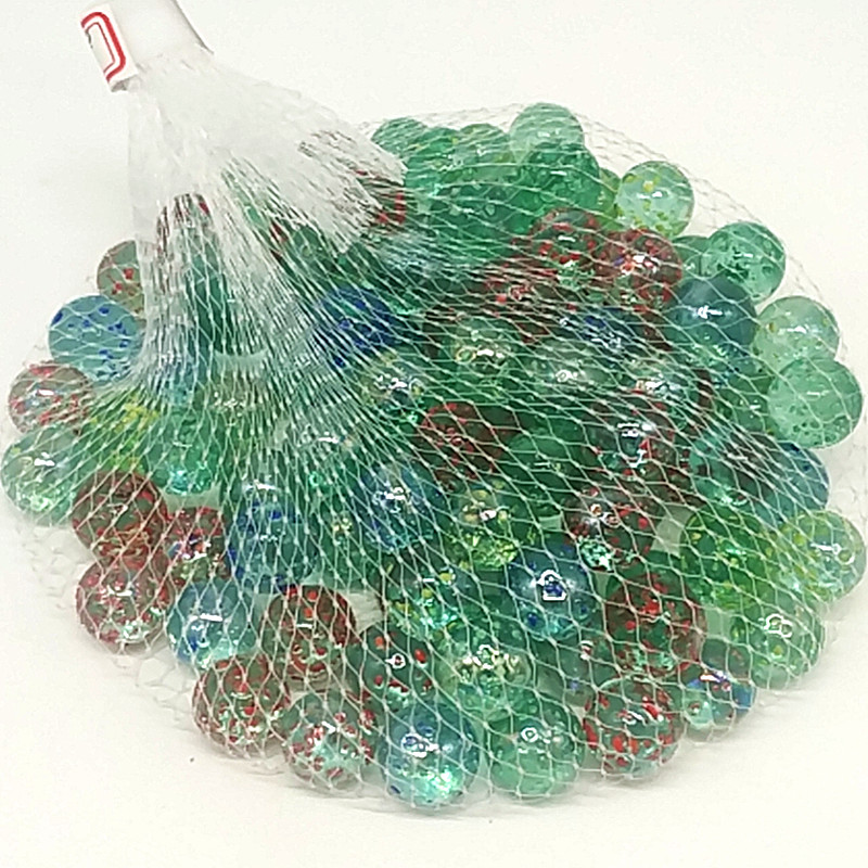Sunshine Department Store Net Bag 100 Sesame Glitter Glass Marbles 16Mm Red Yellow Blue Green Children's Toy details Picture