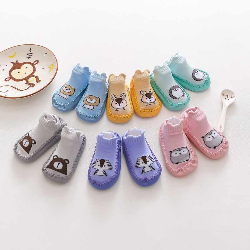 20 Cartoon baby leather-soled socks, baby walking floor socks, fox-style anti-slip children's soft-soled shoes and socks wholesale Specification image