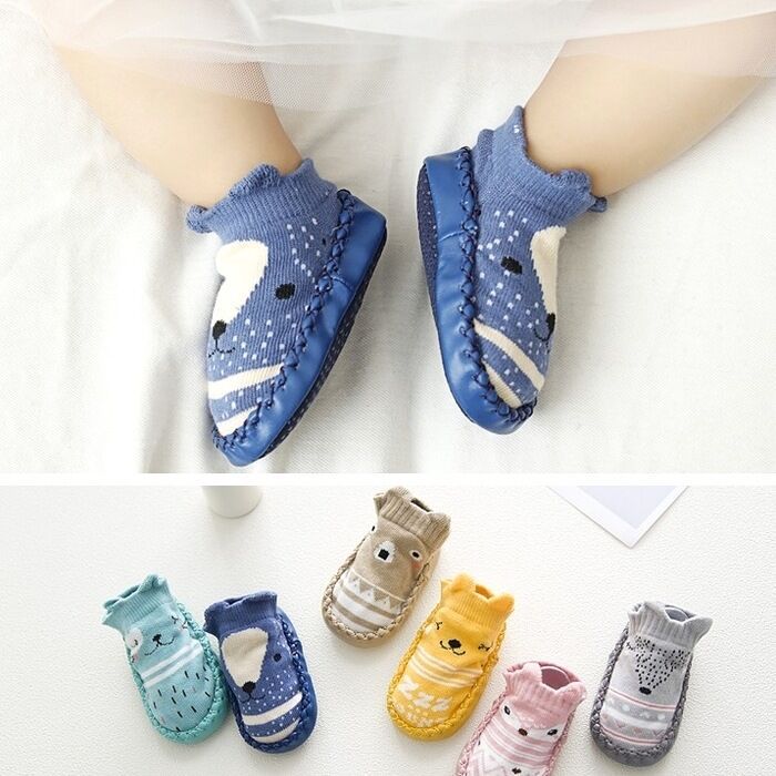 20 Cartoon baby leather-soled socks, baby walking floor socks, fox-style anti-slip children's soft-soled shoes and socks wholesale