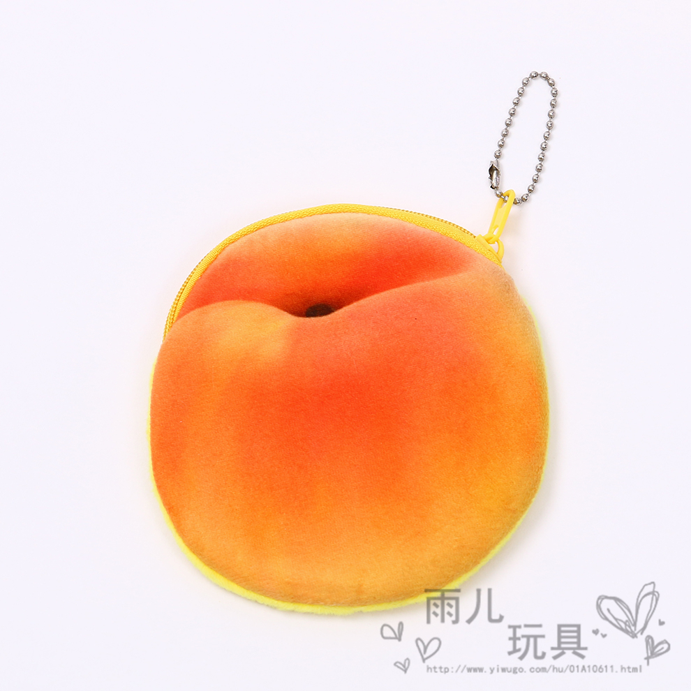 ins Fruit peach, apple headphones, coin case, student plush small bag, key storage, coin purse, pendant details Picture