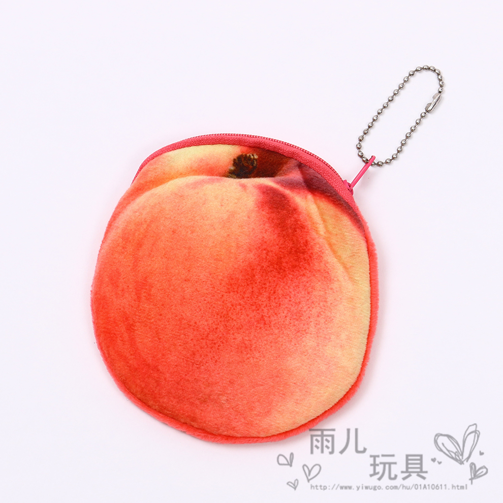 ins Fruit peach, apple headphones, coin case, student plush small bag, key storage, coin purse, pendant Specification image