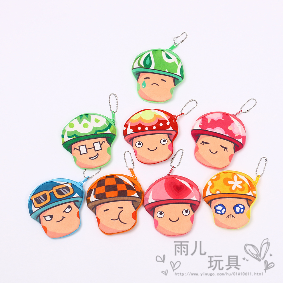 Cute and adorable cartoon creative mushroom plush coin purse, coin case, card case, student schoolbag pendant