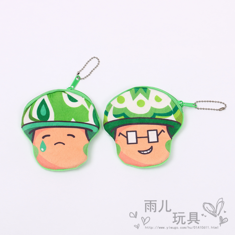 Cute and adorable cartoon creative mushroom plush coin purse, coin case, card case, student schoolbag pendant details Picture