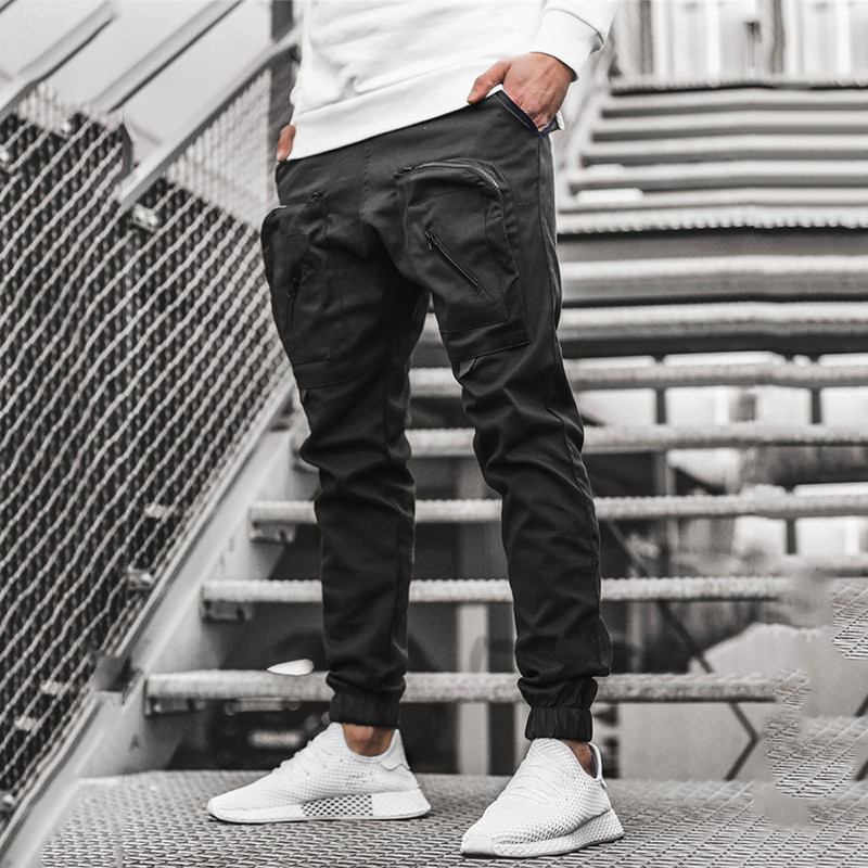 New men's workwear trousers for foreign trade, Amazon bestseller woven multi-pocket casual pants, tight-fitting skinny pants Item Picture