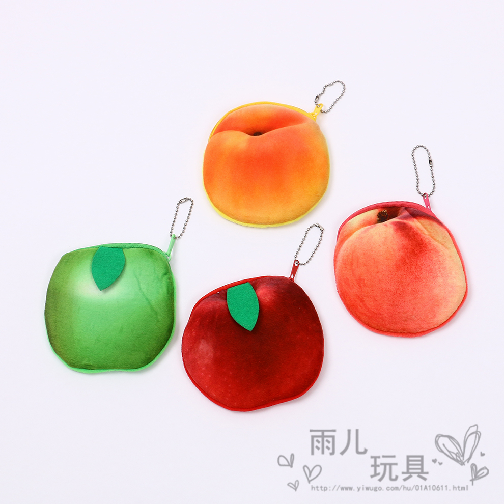 ins Fruit peach, apple headphones, coin case, student plush small bag, key storage, coin purse, pendant