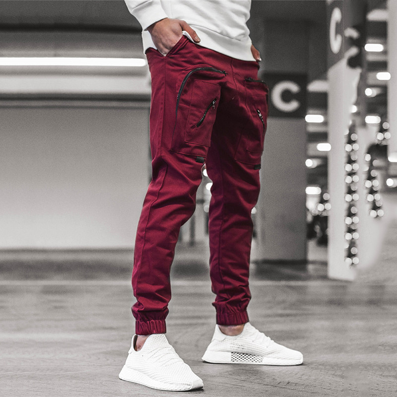 New men's workwear trousers for foreign trade, Amazon bestseller woven multi-pocket casual pants, tight-fitting skinny pants Specification image