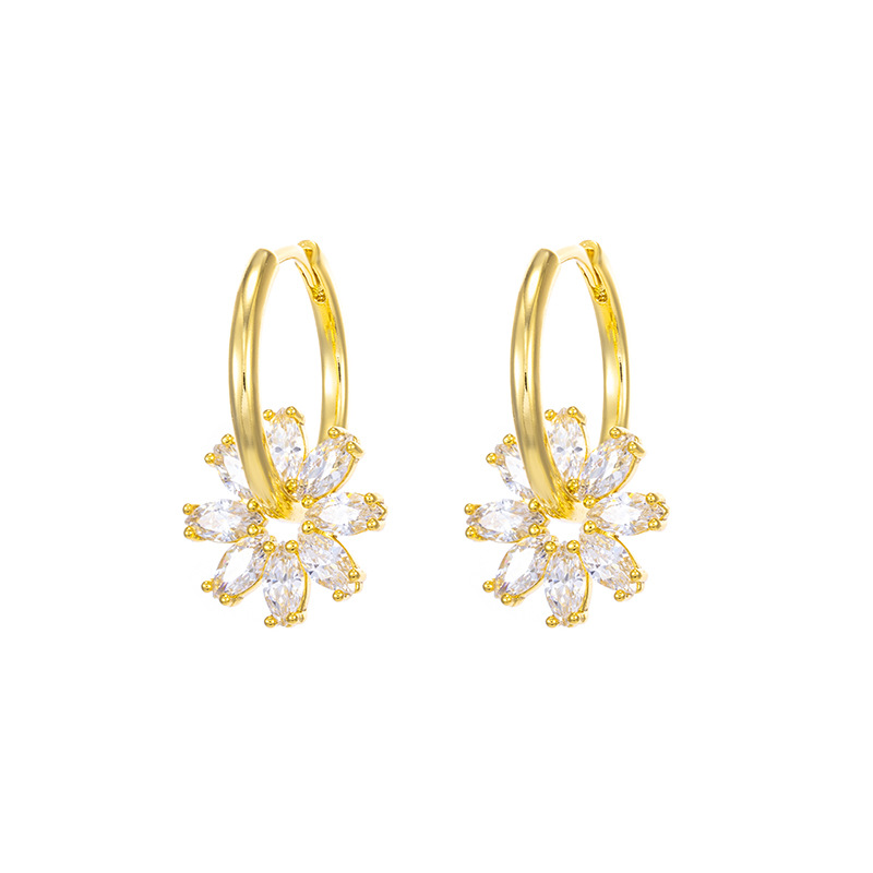 Xuping Jewelry's new 24K-colored earrings, set with zircon, exude a retro charm. They are detachable and dual-purpose windmill earrings for women Item Picture