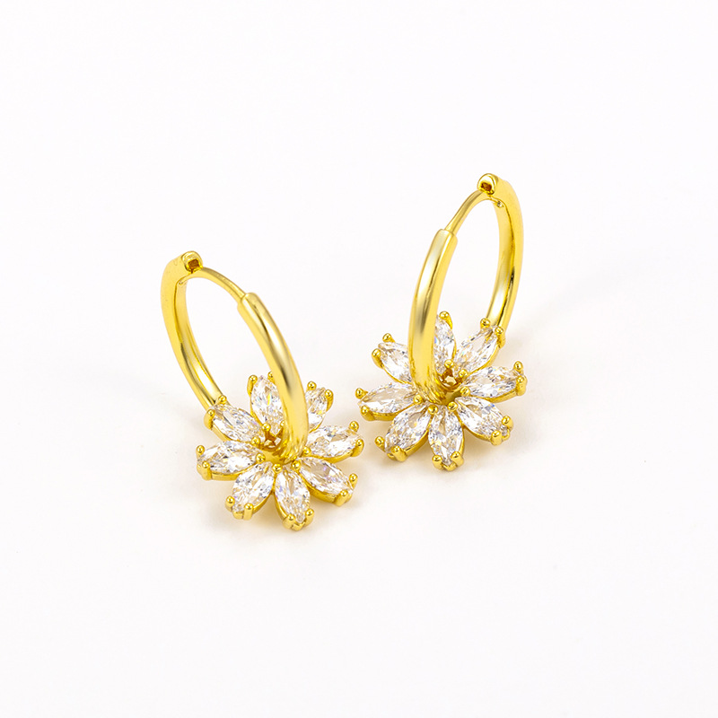Xuping Jewelry's new 24K-colored earrings, set with zircon, exude a retro charm. They are detachable and dual-purpose windmill earrings for women Application Scenario