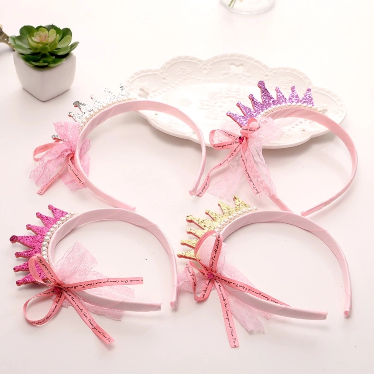 Wholesale of 2022 Creative Children's Korean Girls' three-dimensional Crown Hair Bands, Customized princess hair clips and pearl hair accessories full figure