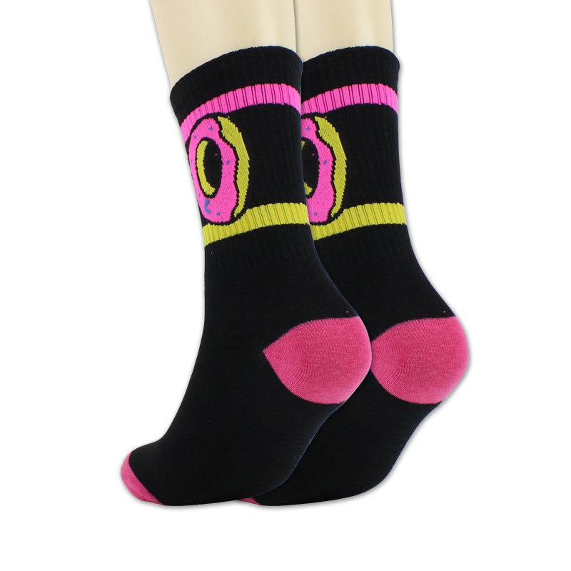 Mid-calf mid-waist sports socks for men and women, skateboard sweet ring sock donut Item Picture