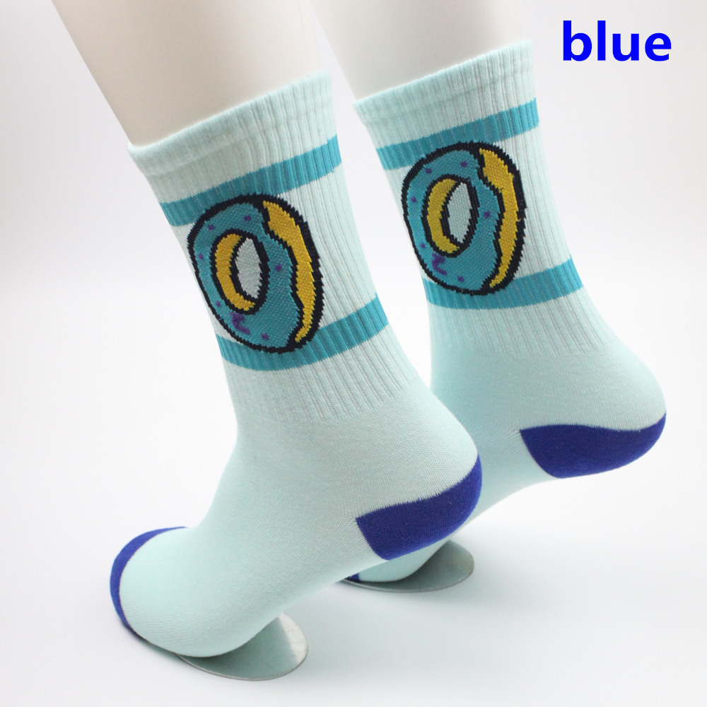 Mid-calf mid-waist sports socks for men and women, skateboard sweet ring sock donut details Picture