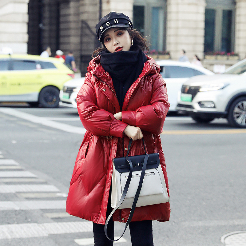 White duck down jacket for women, mid-length, 20 autumn/winter new style, Korean style loose, petite winter thickened coat Specification image