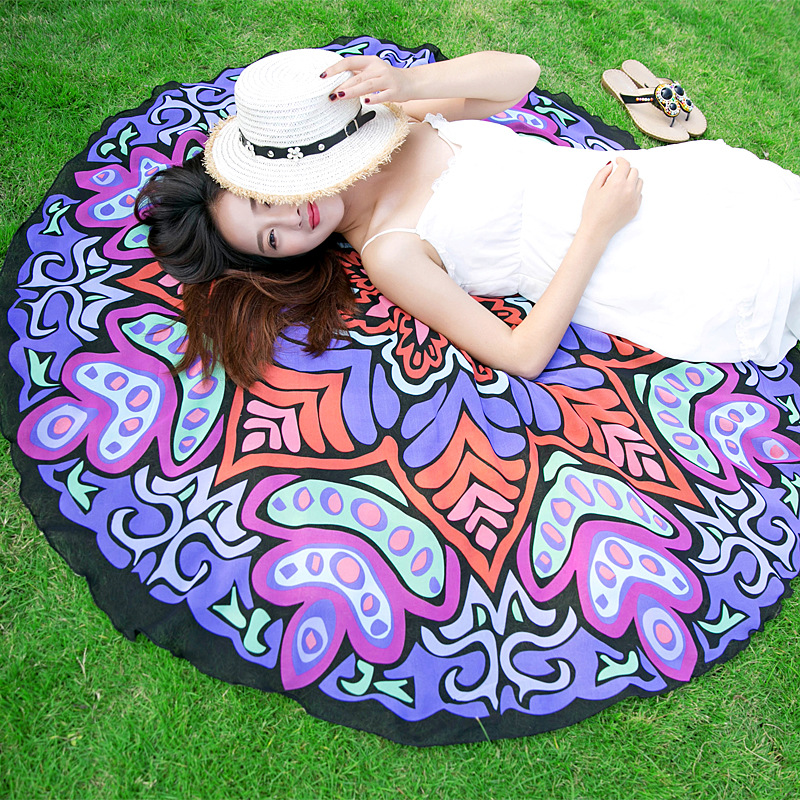 时尚百搭多功能圆形海边沙滩巾雪纺披肩裹巾厂家直销