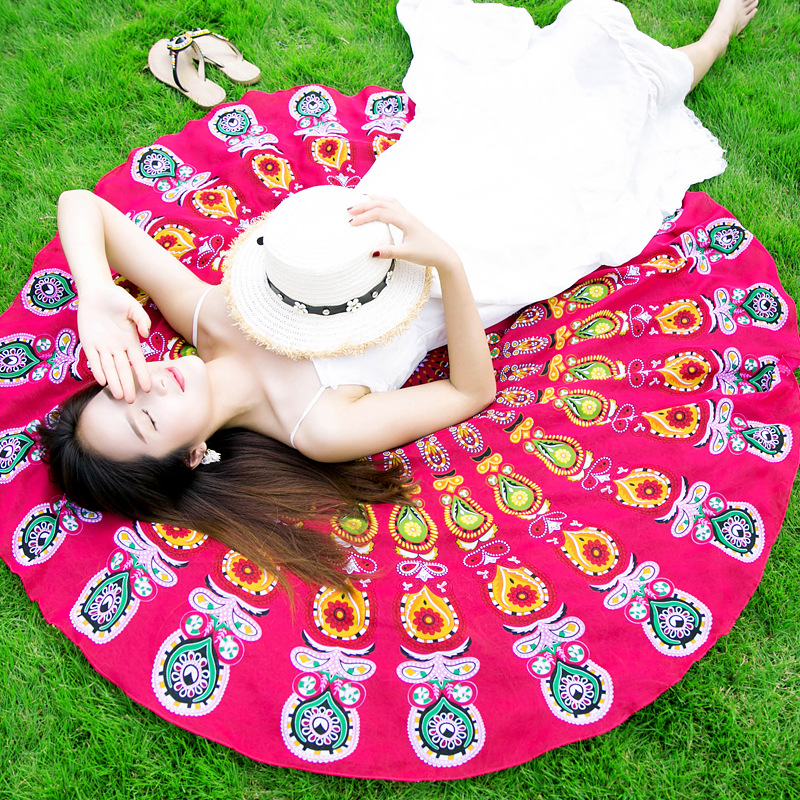 时尚百搭多功能圆形海边沙滩巾雪纺披肩裹巾厂家直销