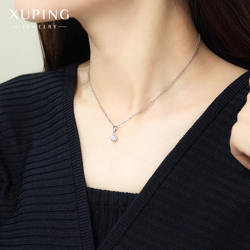 New factory direct supply, white gold plated with zircon inlaid collarbone chain neck, copper alloy simple ins necklace for women